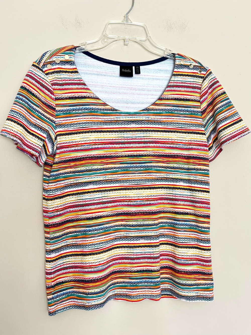 Rafaella Women’s Multicolor Striped Short Sleeve Tee